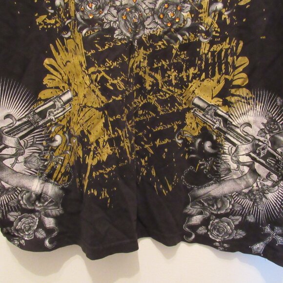 Bulzeye Black Label Couture T-Shirt Unconditional Love Rhinestones Bling Pray XL - Picture 6 of 12